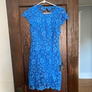 Romance Language Blue Backless Lace Dress